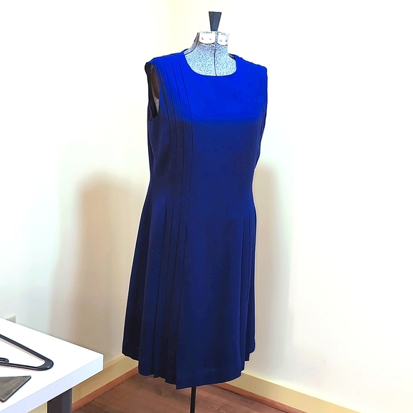 Women's Sleeveless Pleated Crepe Dress - Picture 12 of 12